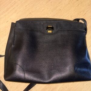 Furla Black Crossbody Bag with Gold Accents